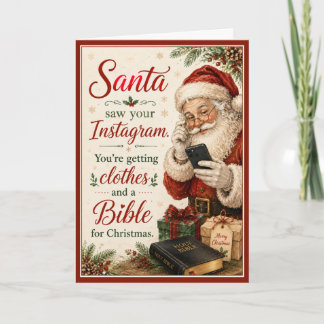 Santa Saw Your Instagram Funny Christmas Holiday Card