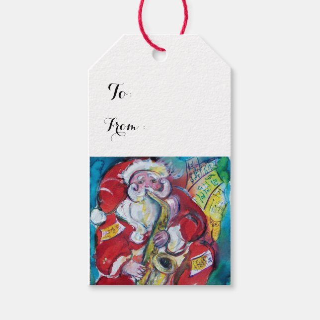 SANTA & SAX, CHRISTMAS PARTY GIFT TAGS (Front)
