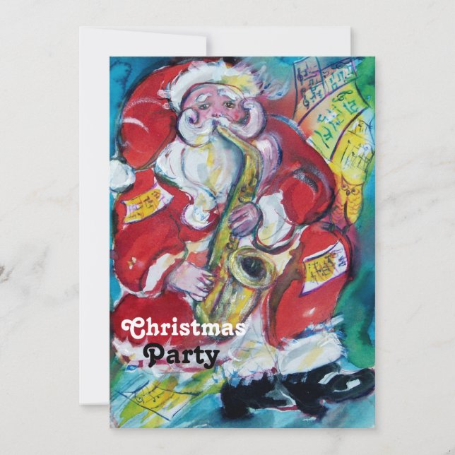 SANTA & SAX, CHRISTMAS PARTY INVITATION (Front)