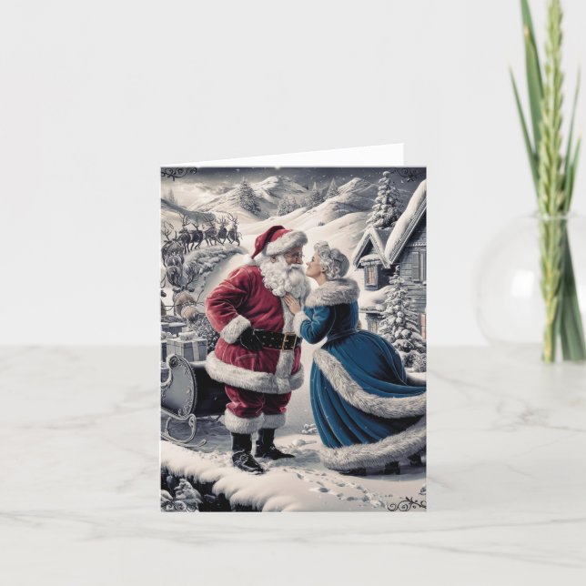 Santa saying farewell to Mrs Claus - Blank Card (Front)