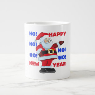 SANTA SAYS; HAPPY NEW YEAR. HO! HO! HO! LARGE COFFEE MUG