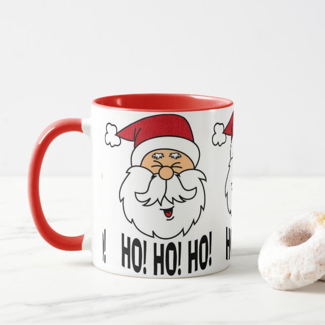 **SANTA SAYS HO HO HO** FUN CHRISTMAS MUG (With Donut)