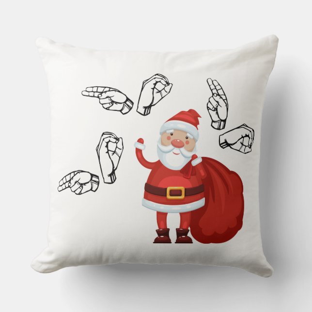 Santa Says Ho Ho Ho in ASL Cushion (Front)