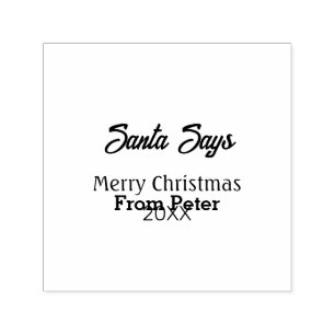 Santa Says Merry Christmas name date black gray Self-inking Stamp