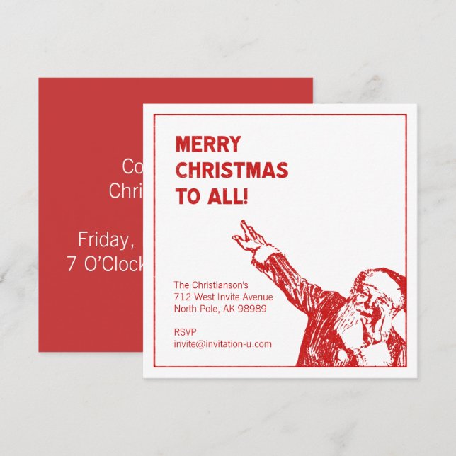 Santa says: "Merry Christmas to All!" Party Invitation (Front/Back)