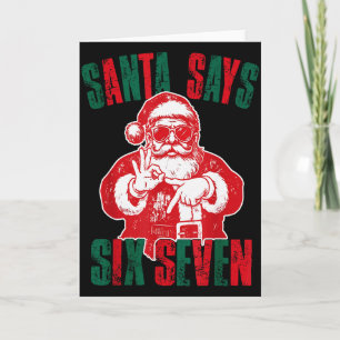 Santa Says Six Seven Funny 67 Meme Christmas Vinta Card