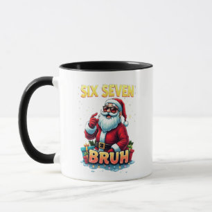 🎅Santa Says Six Seven Meme Funny Santa Holding Mug