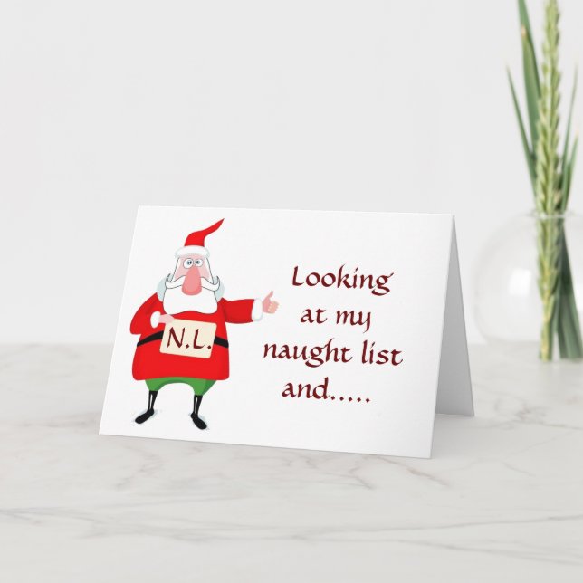 SANTA SAYS *YOU* ARE ON NAUGHTY LIST! HOLIDAY CARD (Front)