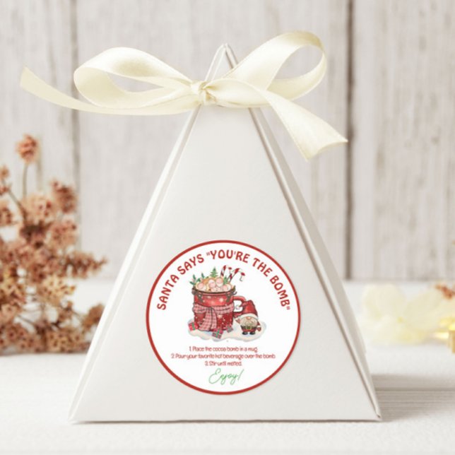 Santa Says You're the Bomb Hot Cocoa Christmas Classic Round Sticker (Creator Uploaded)