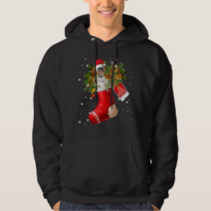 Santa Schnauzer In Christmas Sock Pajama Hoodie