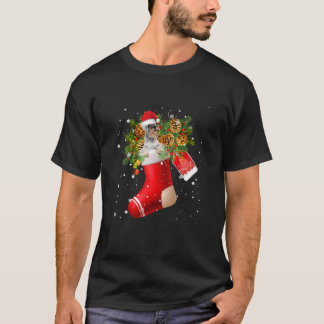 Santa Schnauzer In Christmas Sock Pajama T-Shirt