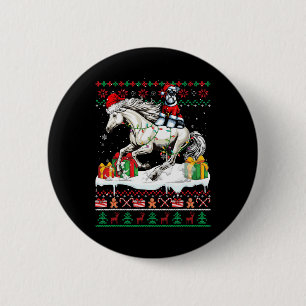 Santa Schnauzer Riding Horse Christmas Sweater Lov 6 Cm Round Badge