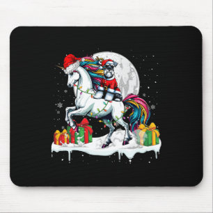 Santa Schnauzer Riding Unicorn Christmas Owner Kid Mouse Pad