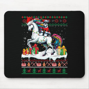 Santa Schnauzer Riding Unicorn Christmas Sweater L Mouse Pad