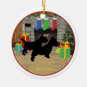 Santa Scottie Dog Ornament