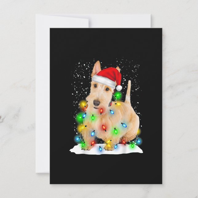 Santa Scottish Terrier Christmas Light Pajama Dog  Invitation (Front)