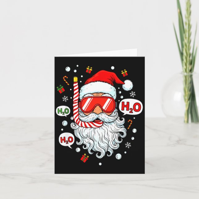 Santa Scuba Diving Equipment Funny Scuba Diver Chr Card (Front)