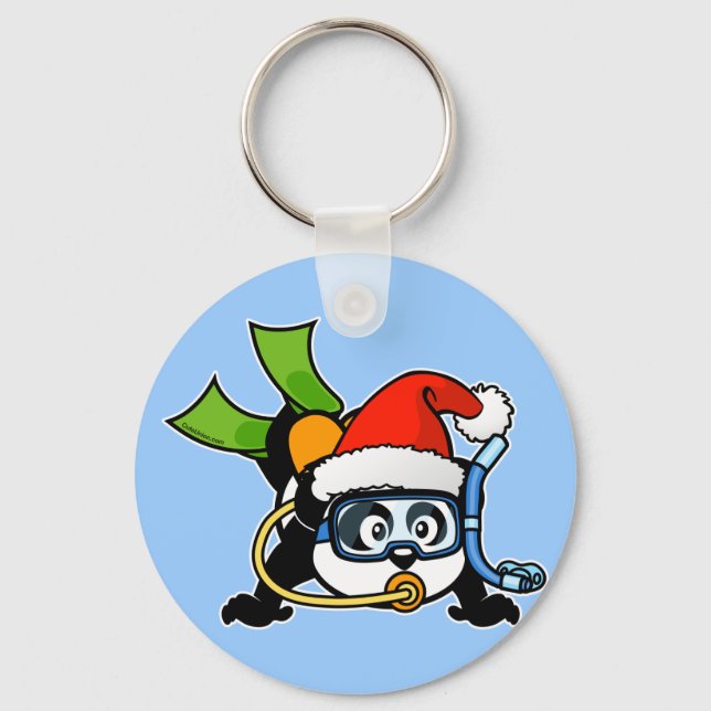 Santa Scuba Panda Key Ring (Front)