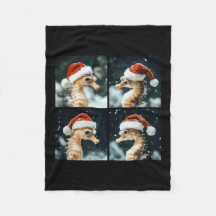 Santa Seahorse Ocean Animal Photography Christmas Fleece Blanket