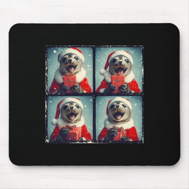 Santa Seal Ocean Animal Photography Sea Lion Chris Mouse Pad (Front)