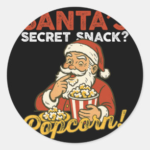 Santa Secret Snack Funny Popcorn Lovers Family Mat Classic Round Sticker