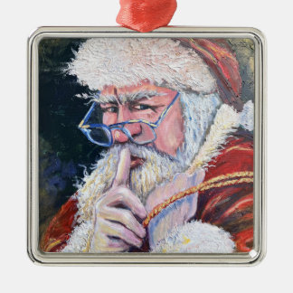 Santa Secrets Metal Ornament