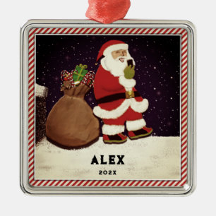 Santa Selfie Metal Tree Decoration