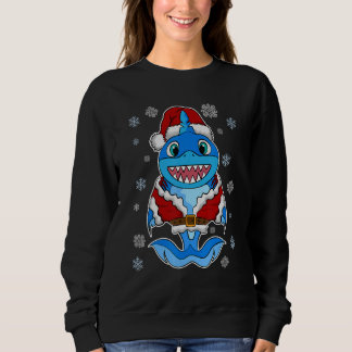 Santa Shark, A Cute Shark in. a Santa Suit, Santa Sweatshirt
