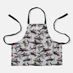 Santa Shark All-Over Print Apron