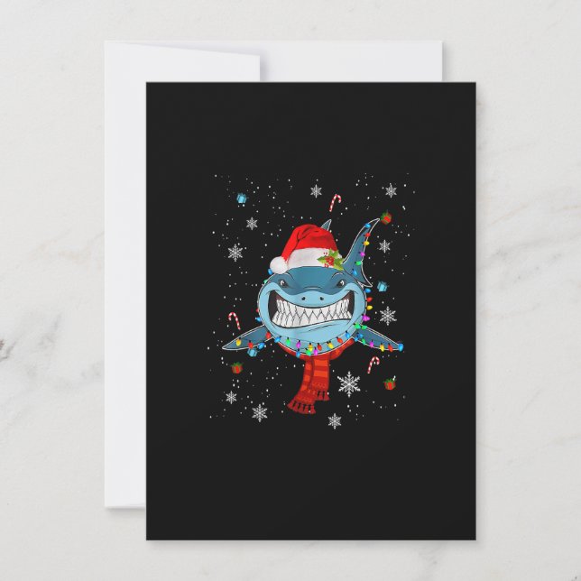 Santa Shark Christmas Lights Funny Boys Sharkmas X Invitation (Front)