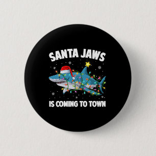 Santa Shark Christmas Lights Merry Sharkmas Xmas B 6 Cm Round Badge