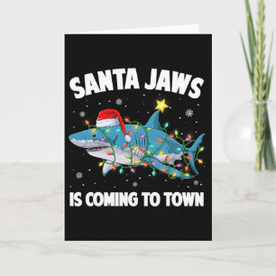 Santa Shark Christmas Lights Merry Sharkmas Xmas B Card