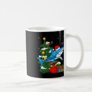 Santa Shark Christmas Lights Sharkmas Tree Xmas Bo Coffee Mug