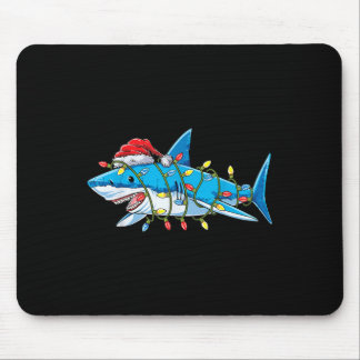 Santa Shark Christmas Lights Sharkmas Tree Xmas Bo Mouse Pad