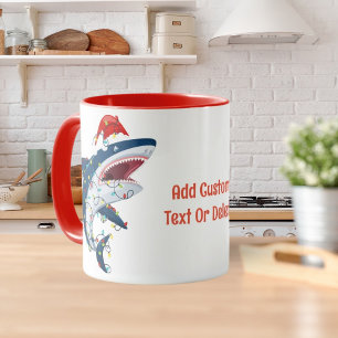 Santa Shark Christmas Lights Sharkmas Tree Xmas Mug