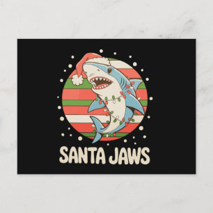 Santa Shark Christmas Lights Xmas Holiday Postcard