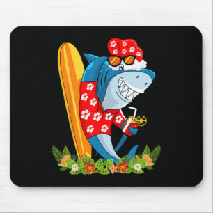 Santa Shark Hawaiian Summer Surfing Shark Christma Mouse Pad