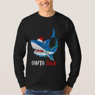 Santa Shark Jaws Christmas Lights Funny Boys Xmas  T-Shirt