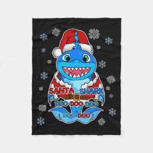 Santa Shark, Shark In A Santa Suit, Christmas Shar Fleece Blanket