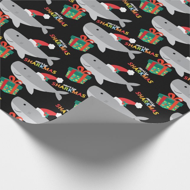 Santa Shark Wrapping Paper (Corner)