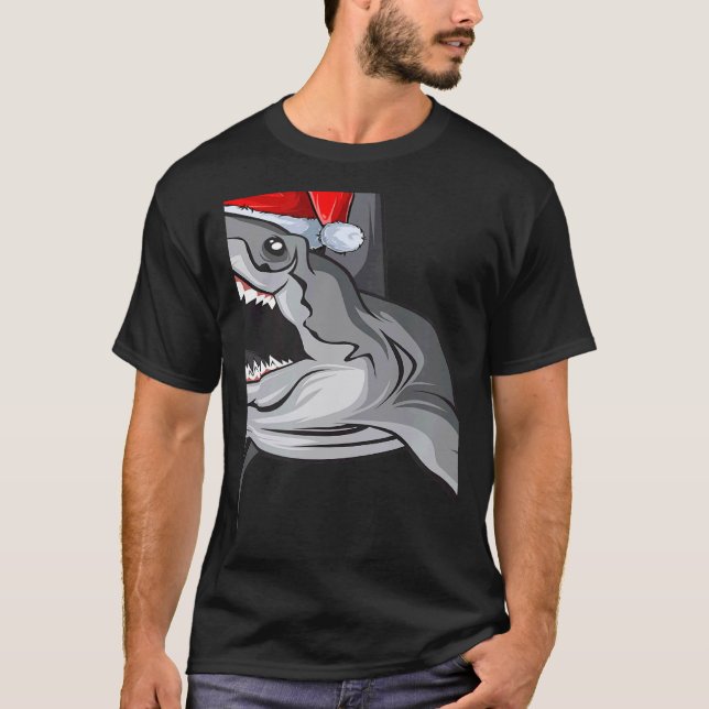 Santa Sharkmas Xmas  Shark Christmas T-Shirt (Front)