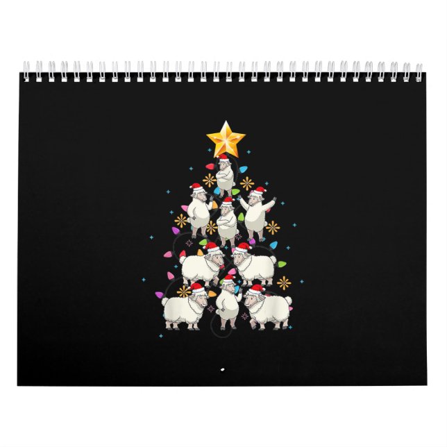 Santa Sheep Christmas Tree Lights Funny Sheep Gift Calendar (Cover)
