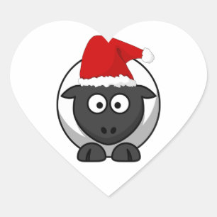 Santa Sheep Heart Sticker