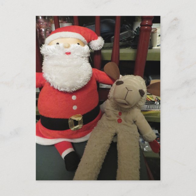 Santa & Sheep Holiday Postcard (Front)