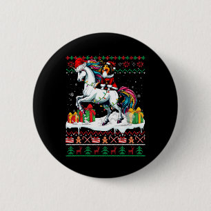 Santa Sheltie Riding Unicorn Christmas Sweater Lov 6 Cm Round Badge