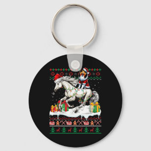 Santa Shetland Sheepdog Riding Horse Christmas Swe Key Ring