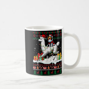 Santa Shetland Sheepdog Riding Llama Christmas Swe Coffee Mug