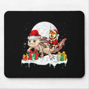 Santa Shiba Inu Riding Axolotl Christmas Owner Kid Mouse Pad