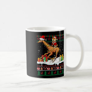 Santa Shiba Inu Riding Giraffe Christmas Sweater L Coffee Mug