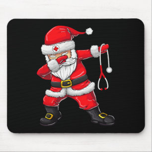 Santa Shirt Christmas Scrub Tops Women Funny Nurse Mouse Pad